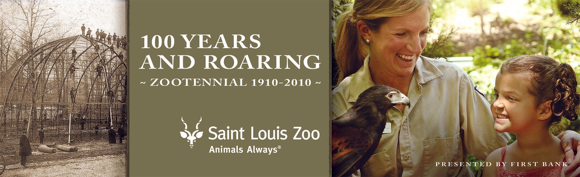 A poster for saint louis zoo shows a woman and a child