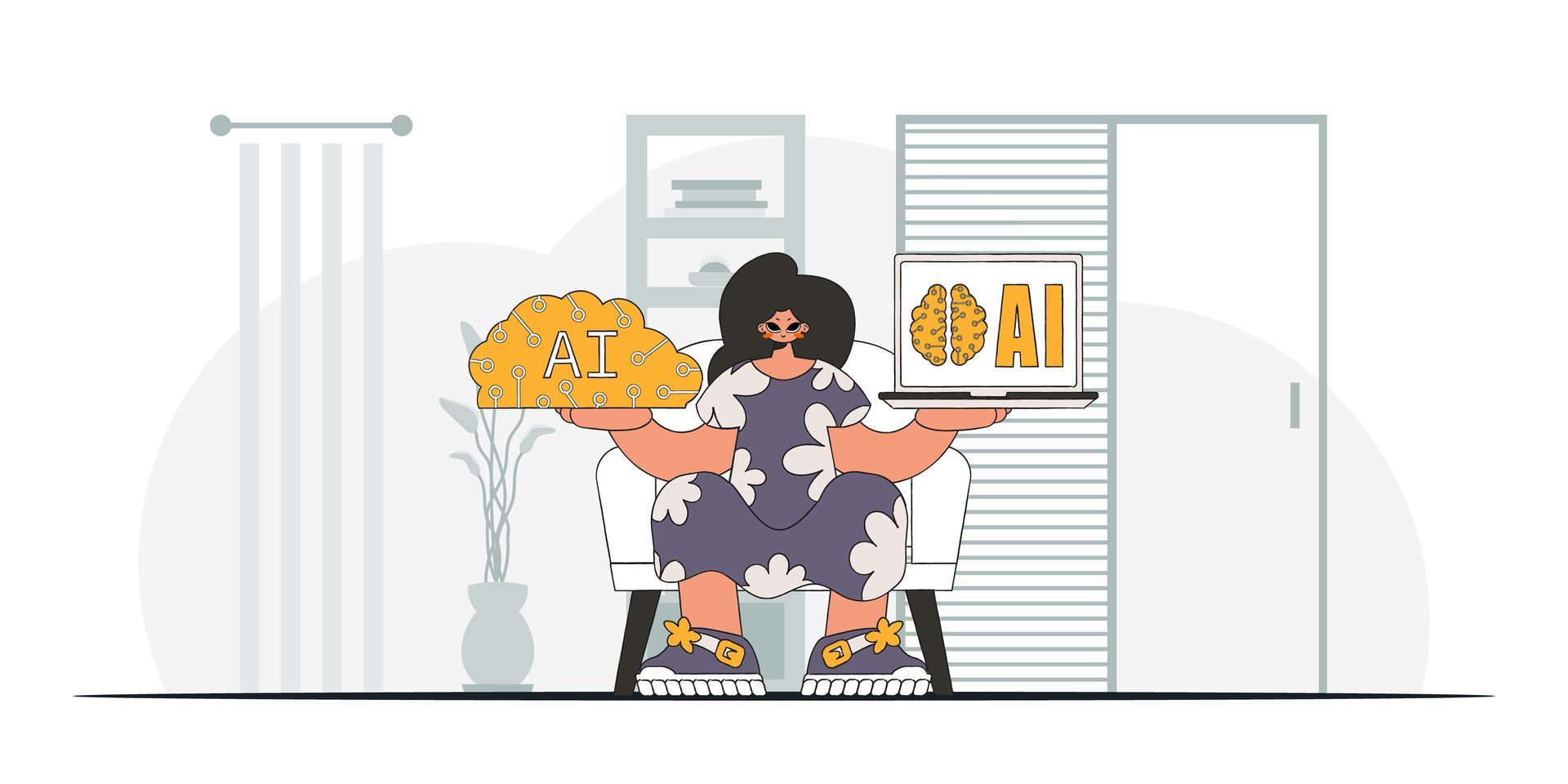 A woman is sitting in a chair holding a pile of money.