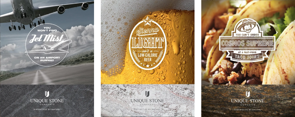 A collage of three different images of food and drinks