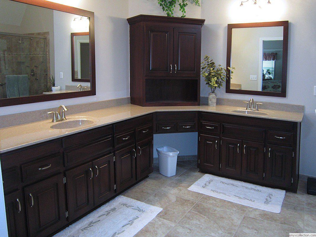 onyx collection double sink counter and cabinets