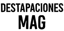 Un logotipo en blanco y negro para la revista destapaciones sobre un fondo blanco.
