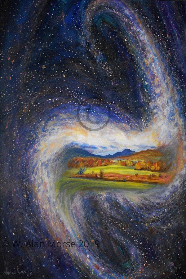 Celestial metaphysical landscape painting of milkyway galaxy by W. Alan Morse