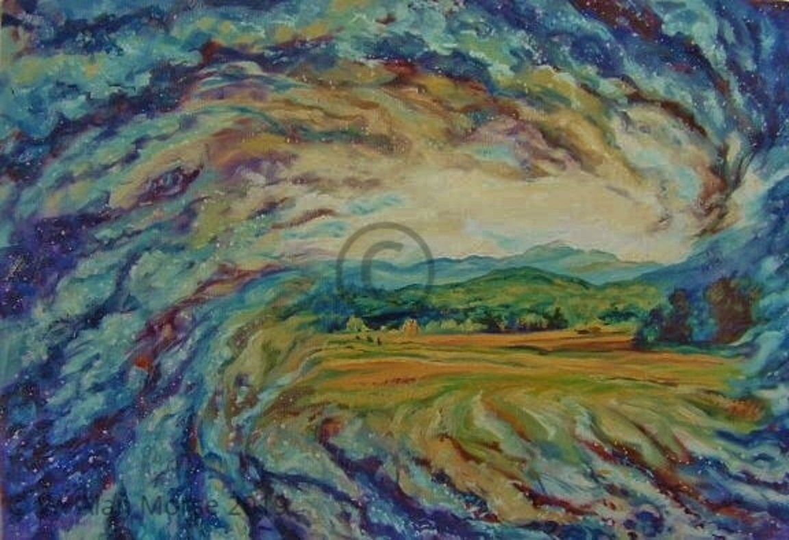 Surrealism psychadelic hippy oil painting of a galaxy, stars, universal painting by Wayne Alan Morse