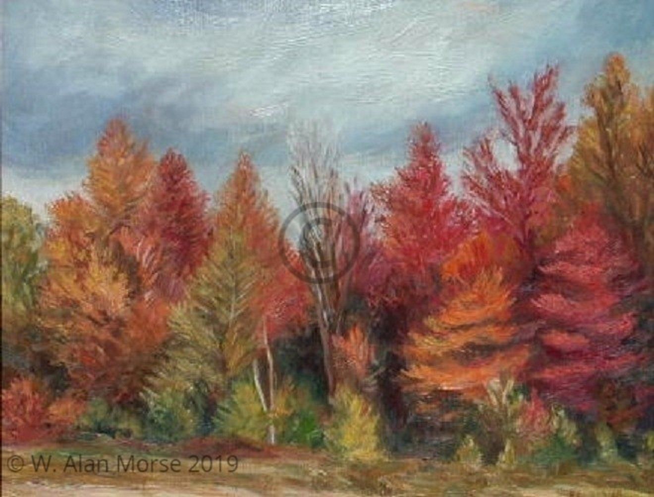 Atmospheric Autumn Trees Landscape Oil Painting