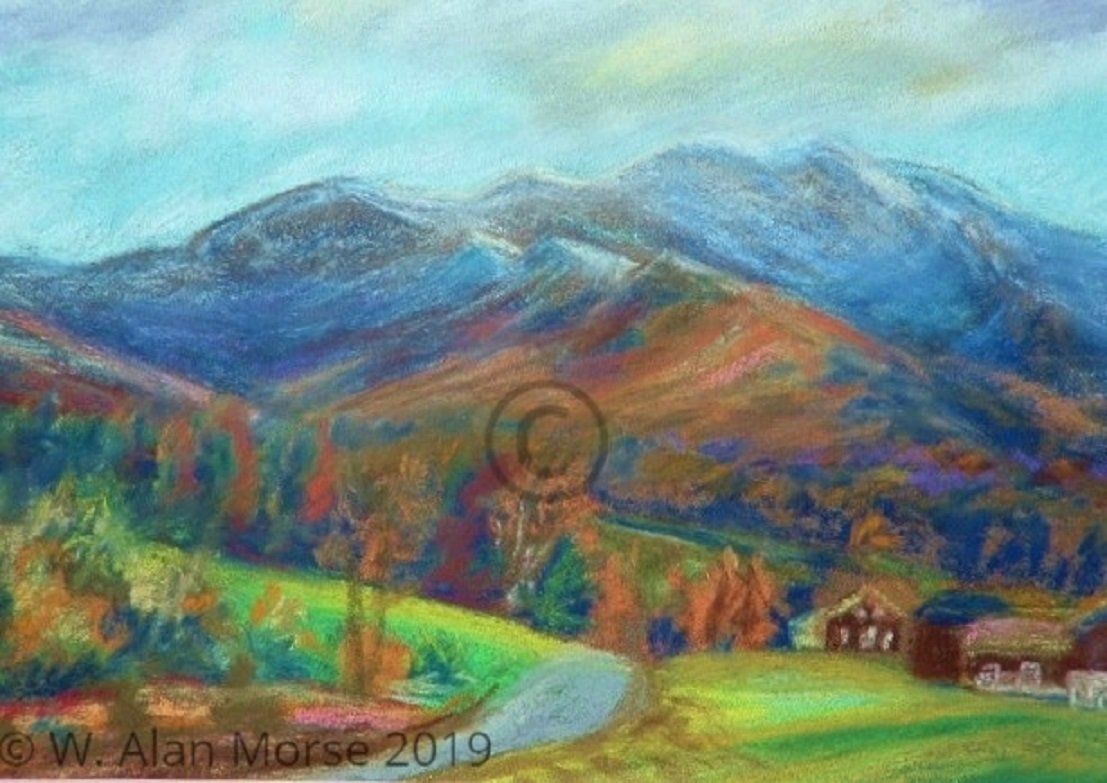 Cambridge Vermont Pastel of Mount Mansfield