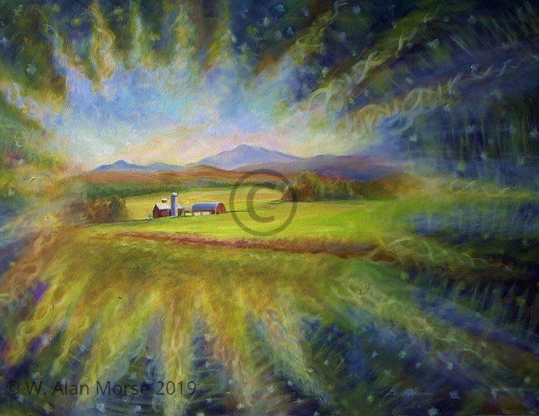 Blazing suns and stars landscape oil painting by W. Alan Morse