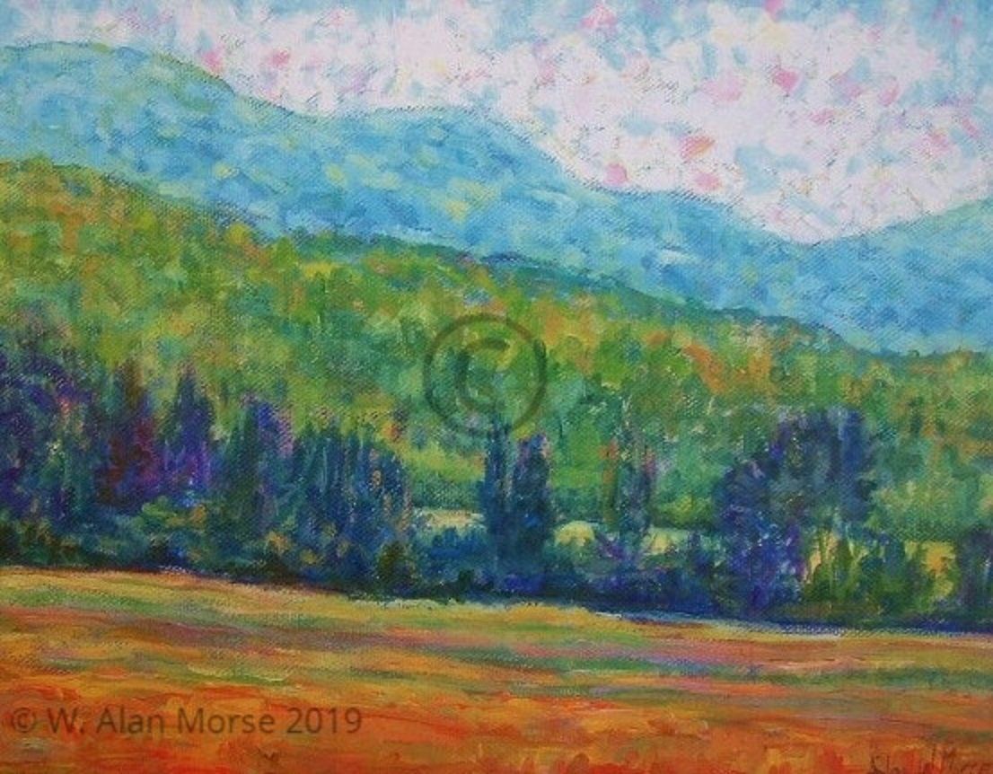 Pointillism style art oil landscape painting by fine artist Wayne Alan Morse