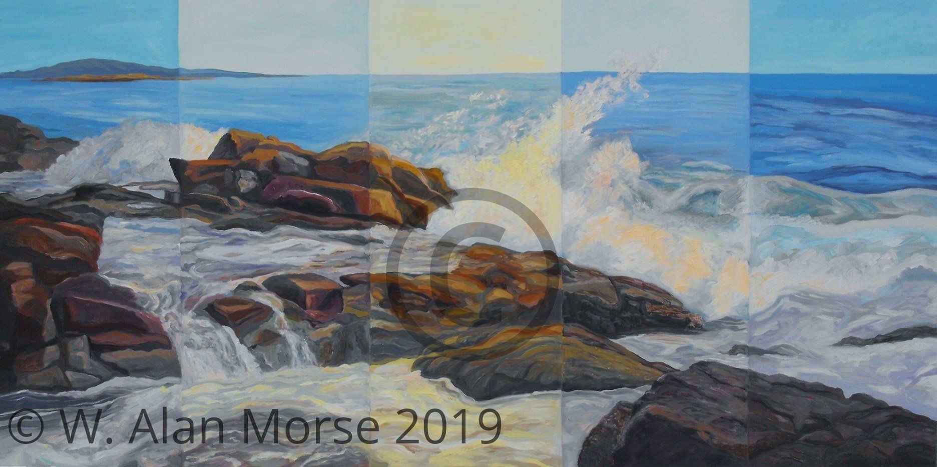 Fine art Maine landscape oil painting of the ocean by artist Wayne Alan Morse