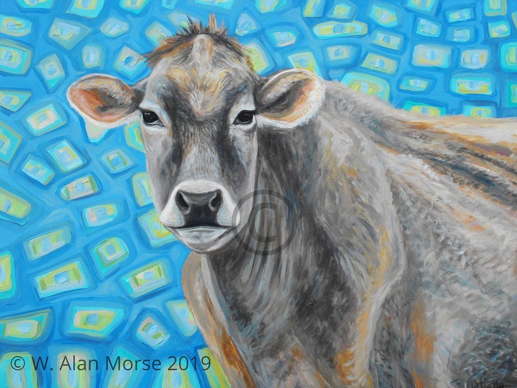 Contemporary fine art oil painting of a Jersey Cow by artist Wayne Alan Morse
