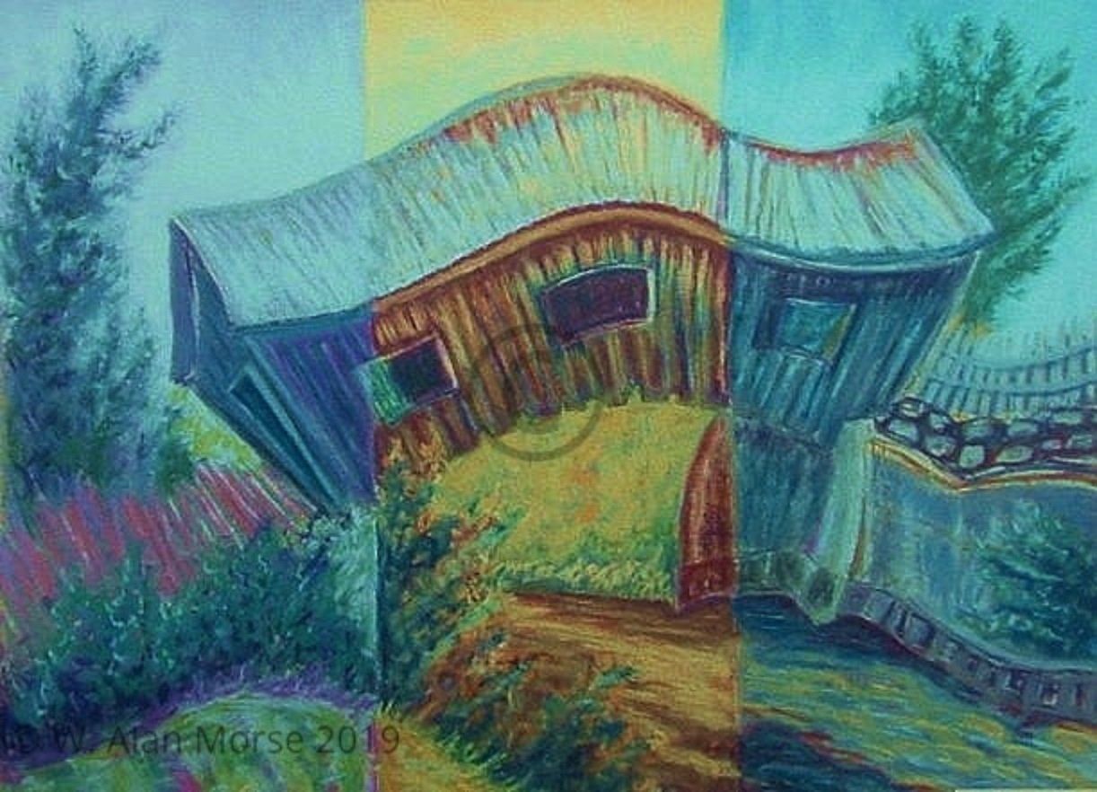 Jericho Vermont tryptich pastel of a covered bridge by fine artist Wayne Alan Morse