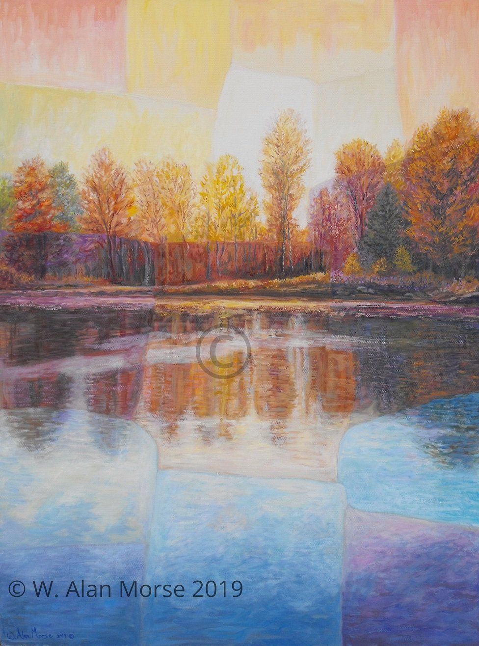 Radiant Impressionistic Autumn Paintng of River