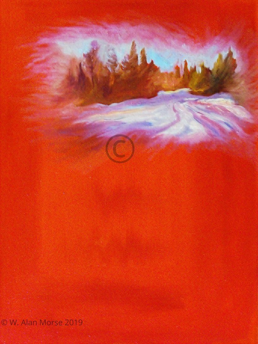 Minimalism painting with classism traditional landscape painting of a winter scene by W. Alan Morse
