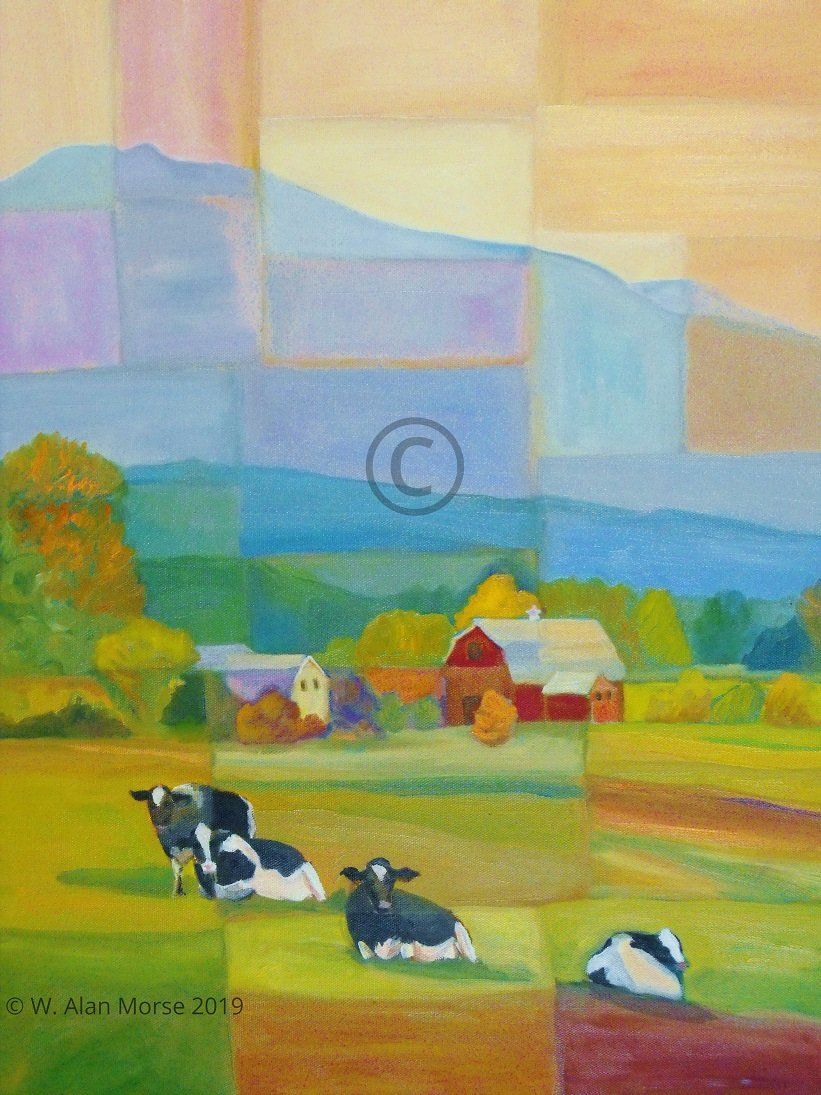 Pleasant Valley Holstein Cow Oil Painting by Fine Artist Wayne Alan Morse