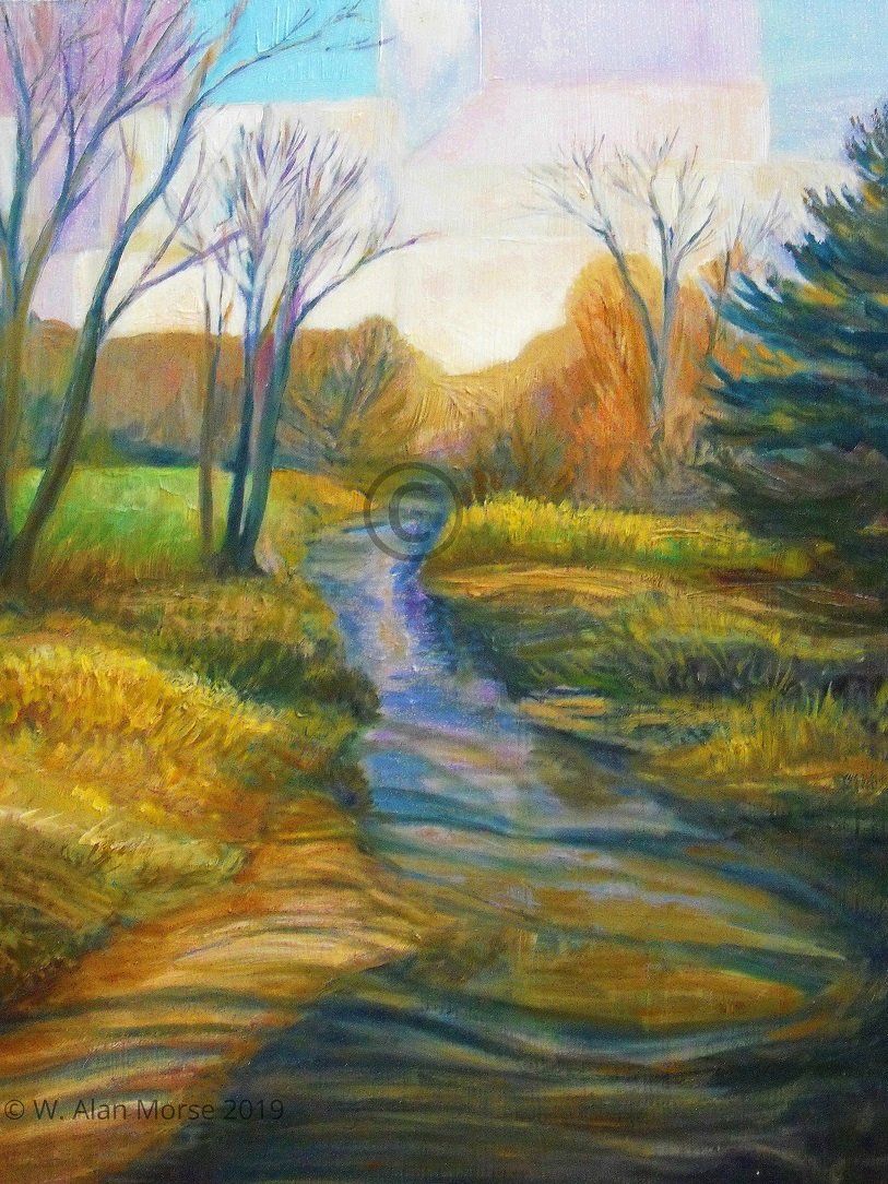 Seasonal Change Autumn Stream Brook Oil Painting
