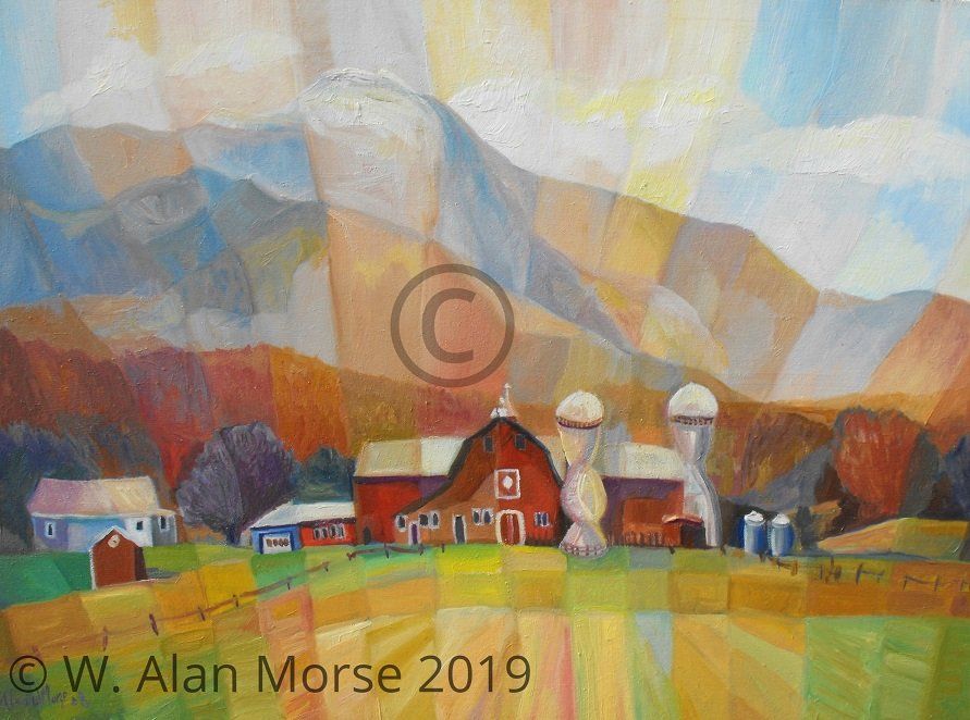 Oil painting of Upper Pleasant Valley Road Cambridge Vermont