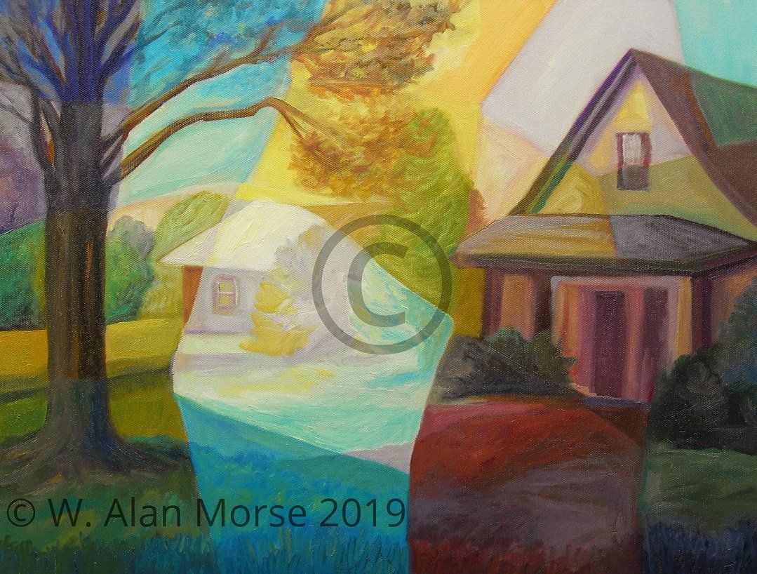Form over function oil landscape painting by Vermont painter W. Alan Morse