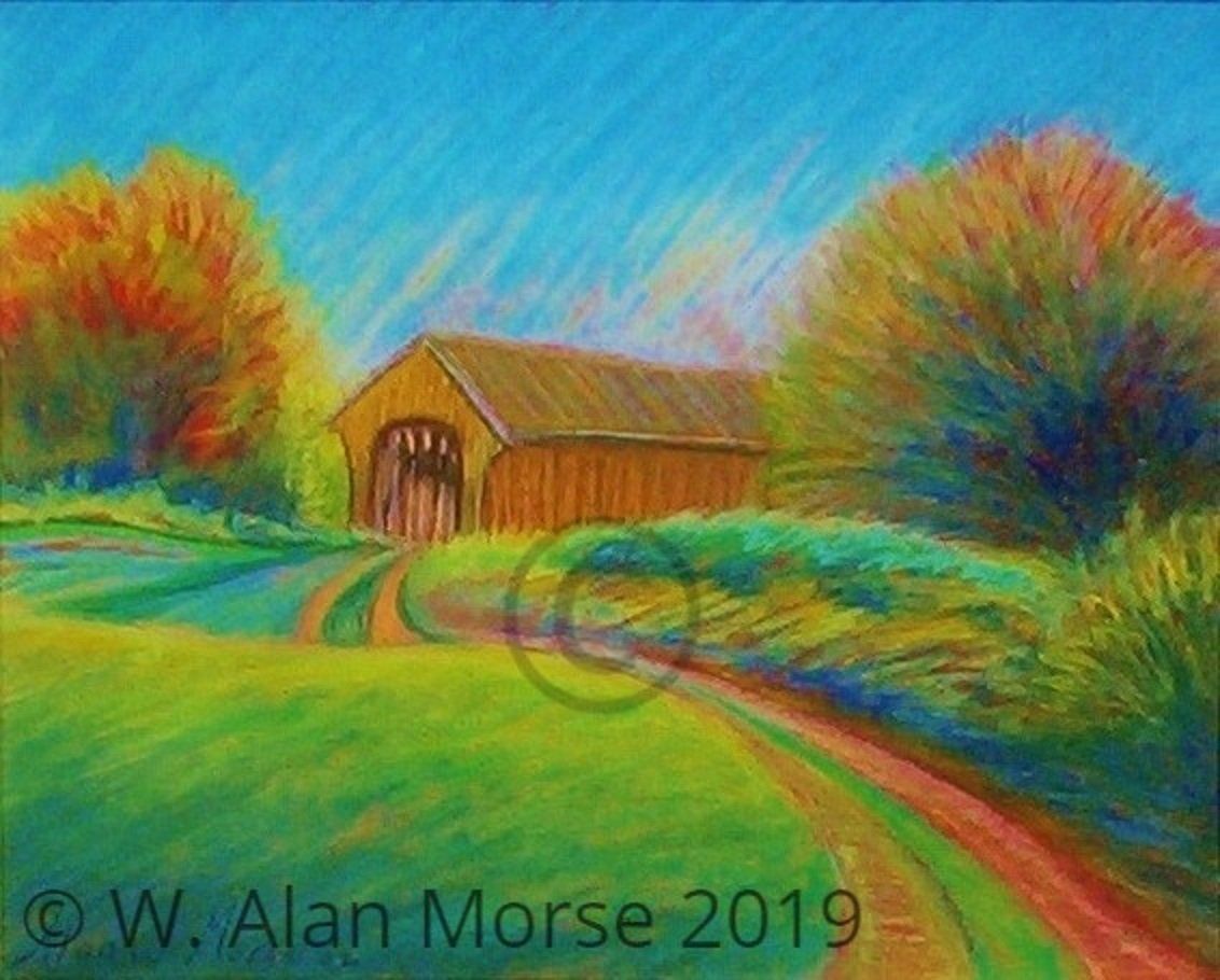 Print of Painting of Vermont Covered Bridge by Fine Artist Wayne Alan Morse