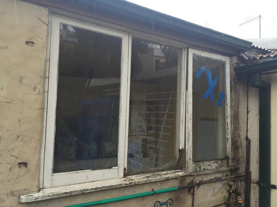 double window restoration and paint before