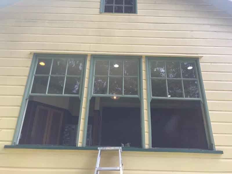 green window frames