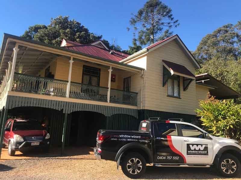 truck in front of house