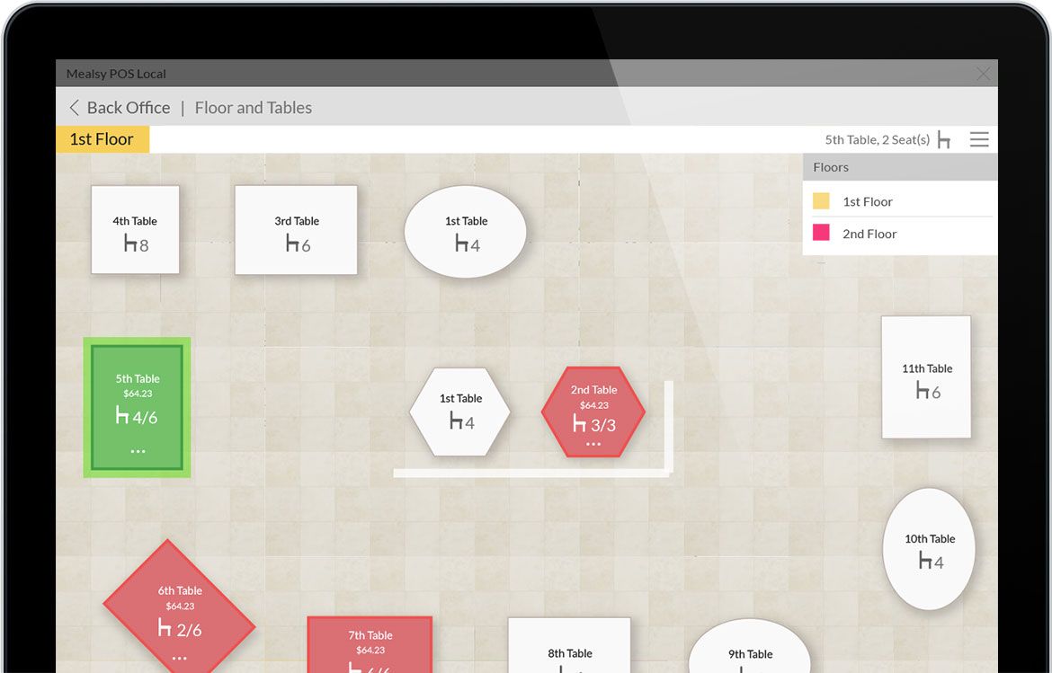 Floor and Table Management set up on restaurant point of sale.