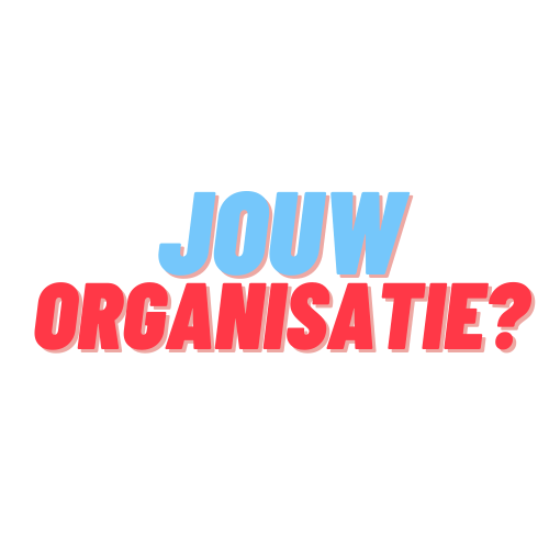 A blue and red logo that says jouw organisatie
