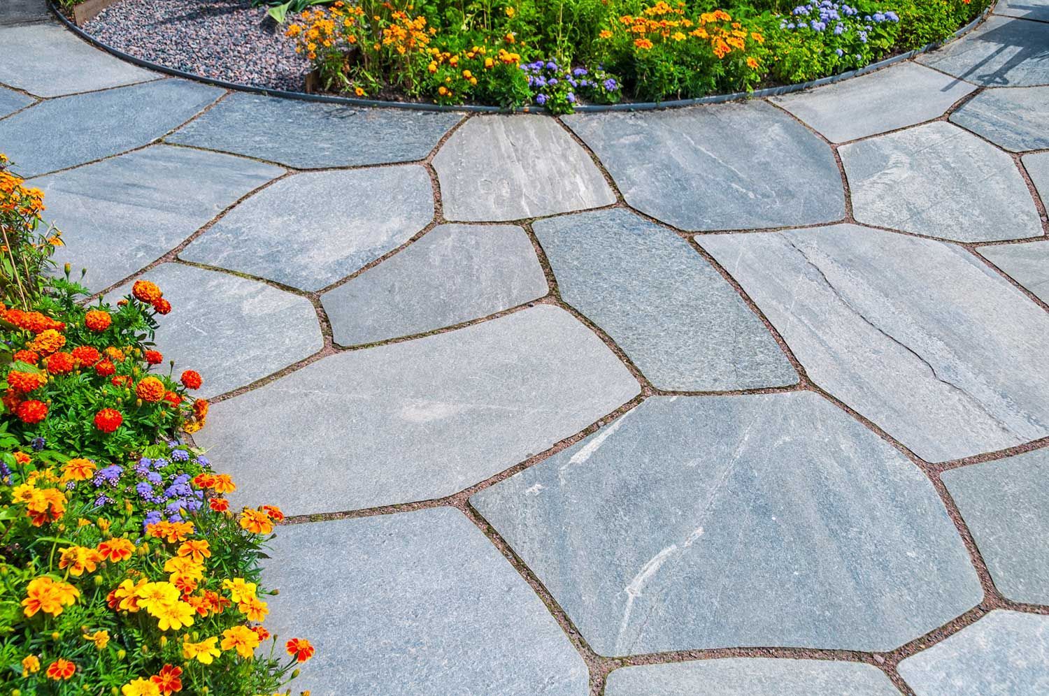 Stone pathway in garden