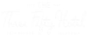 Faint white logo reading “The Three Fifty Hotel” on a white background