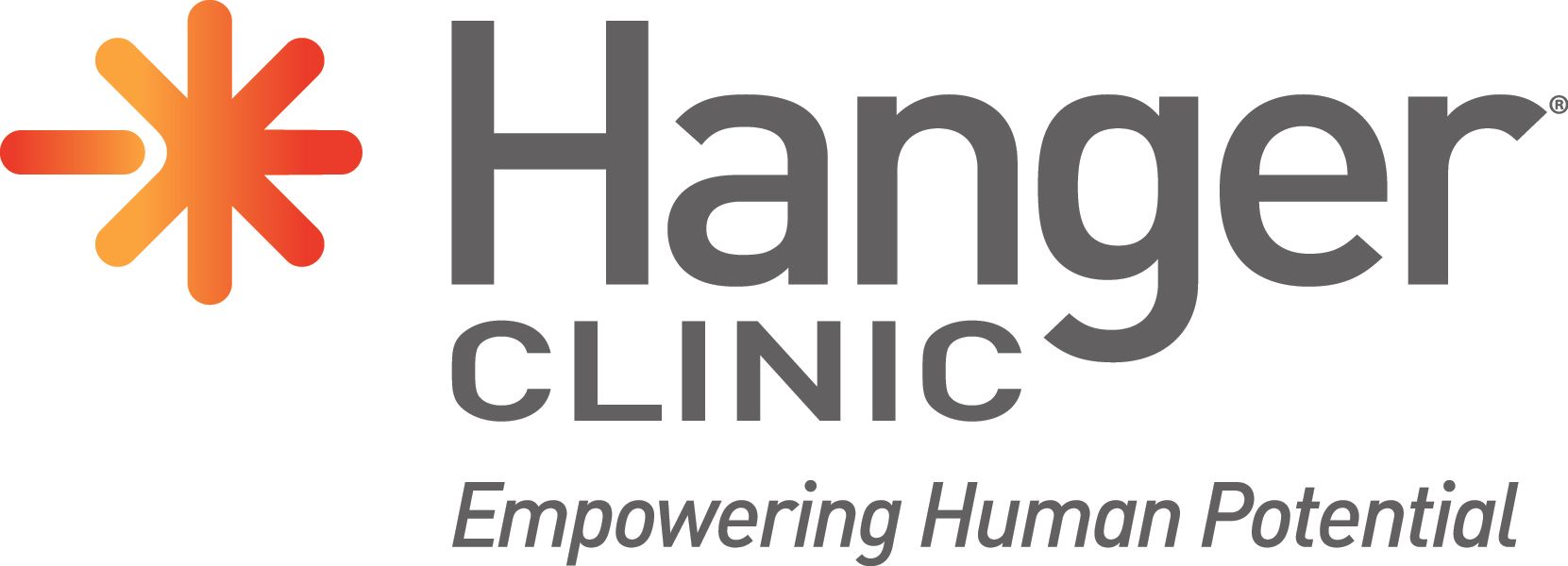 A logo for hanger clinic empowering human potential