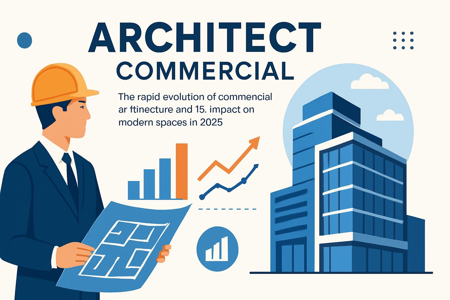 Architect reviewing commercial building plans with growth charts