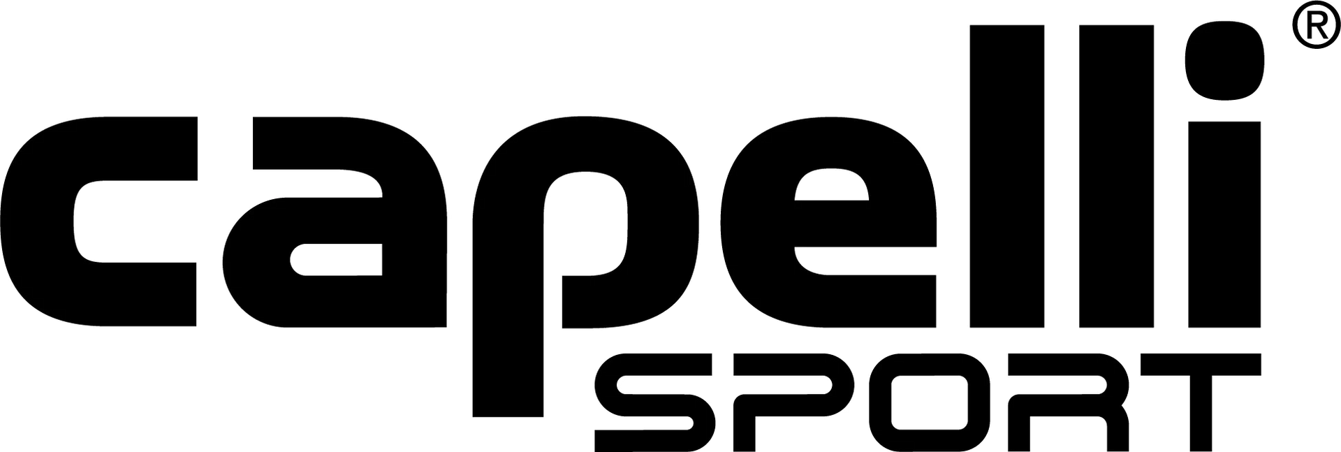 A black and white logo for capelli sport on a white background