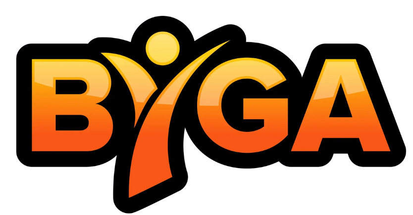 The byga logo is orange and yellow on a white background