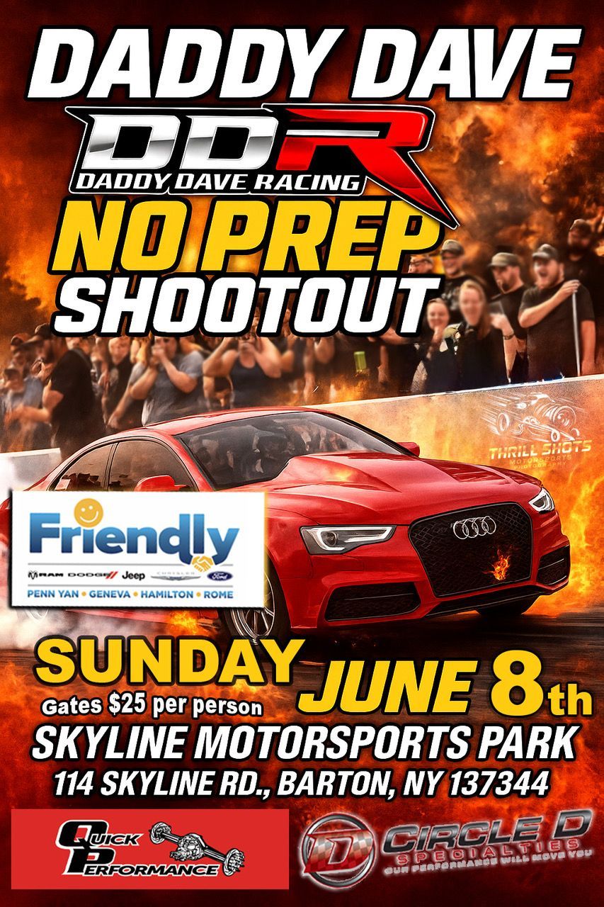 A poster for a car upstate no prep shootout series