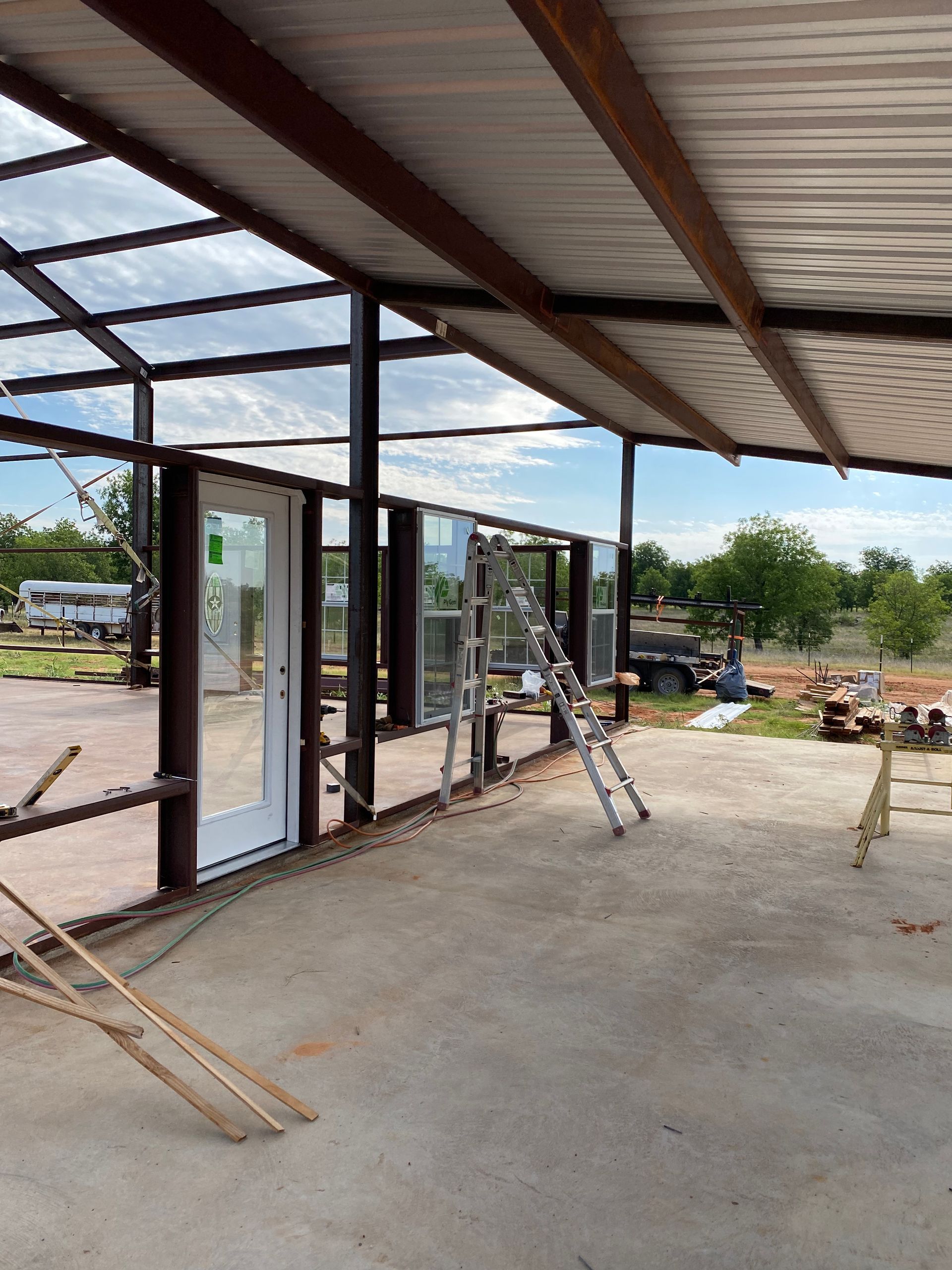 There is a ladder in the middle of the room.