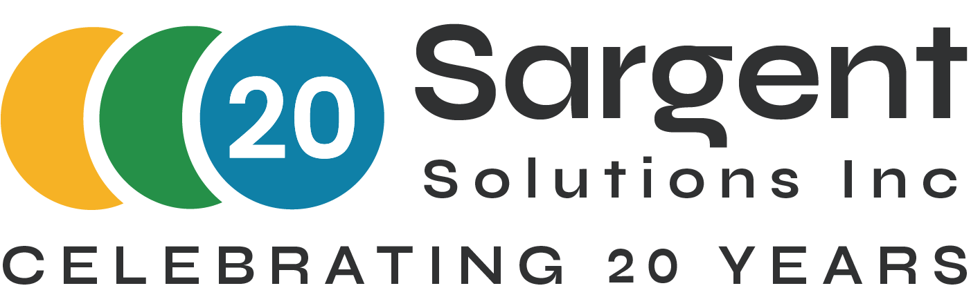 The logo for sargent solutions inc. has three circles on it.