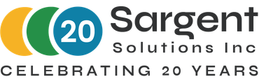 The logo for sargent solutions inc. has three circles on it.