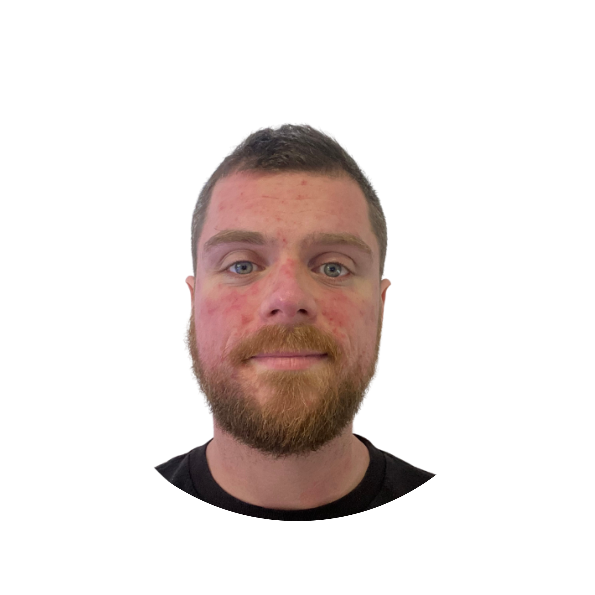 A woman wearing glasses and a black shirt is smiling