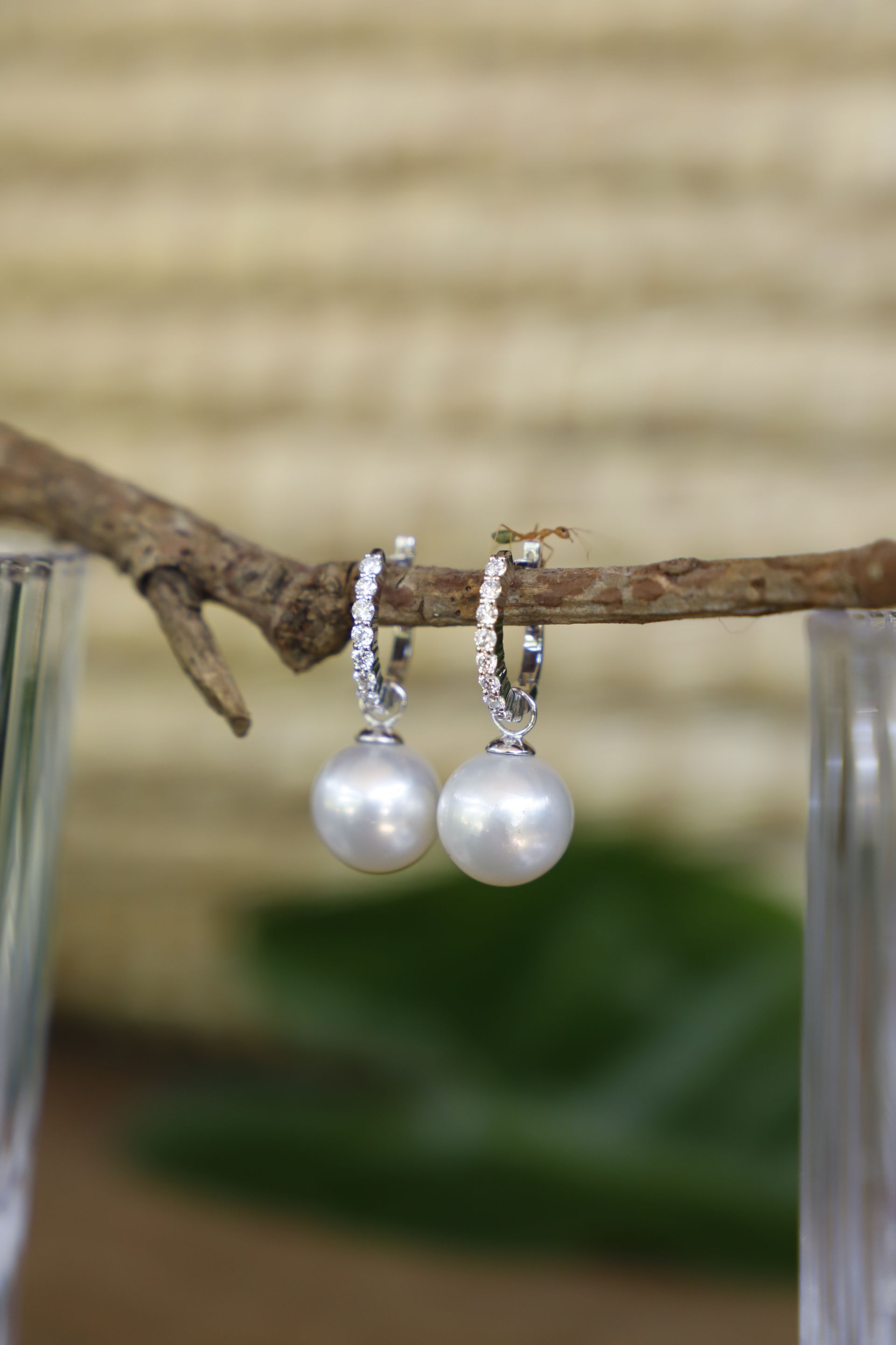 Diamond Pearl Earrings Hanging – Engagement Rings in Darwin