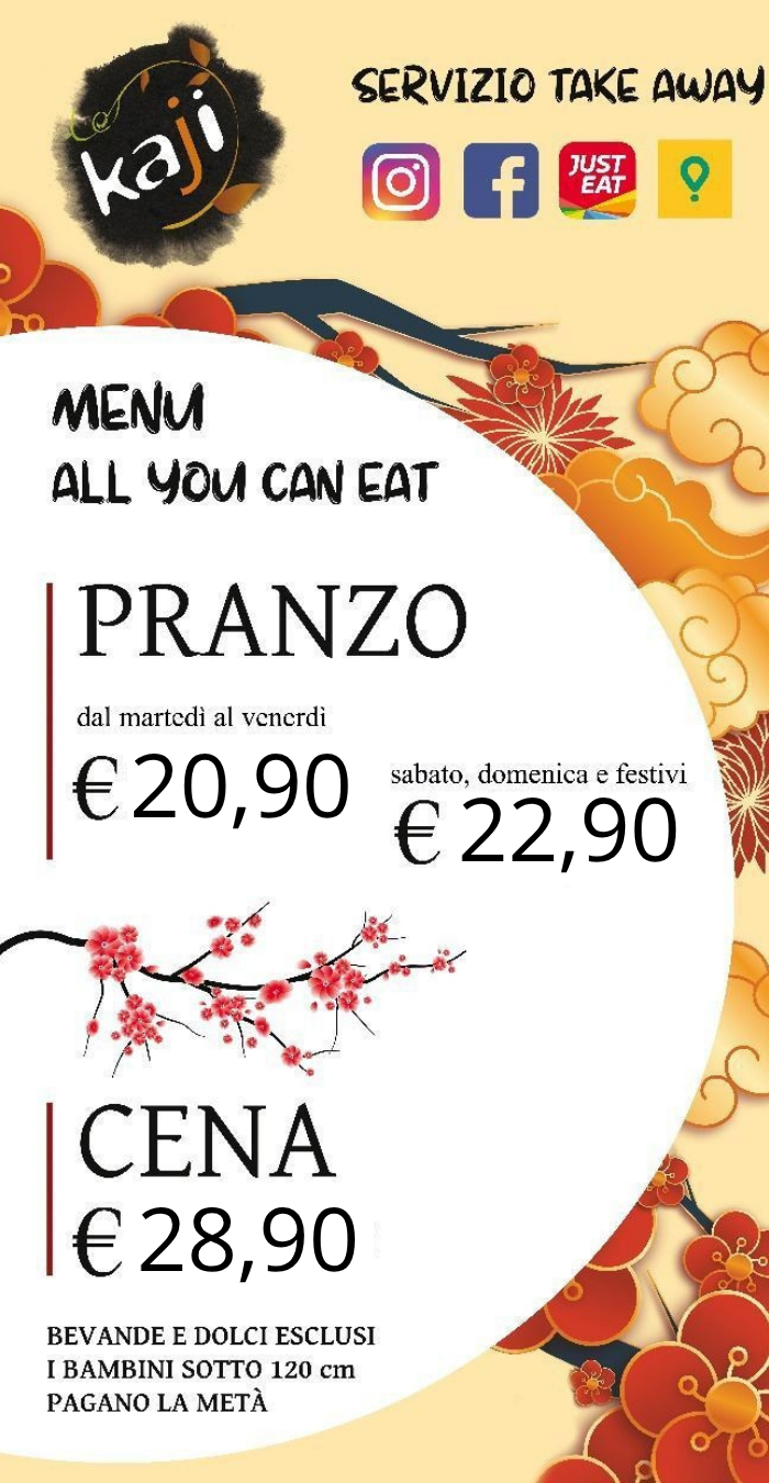 Un menu per un ristorante che dice tutto quello che puoi mangiare