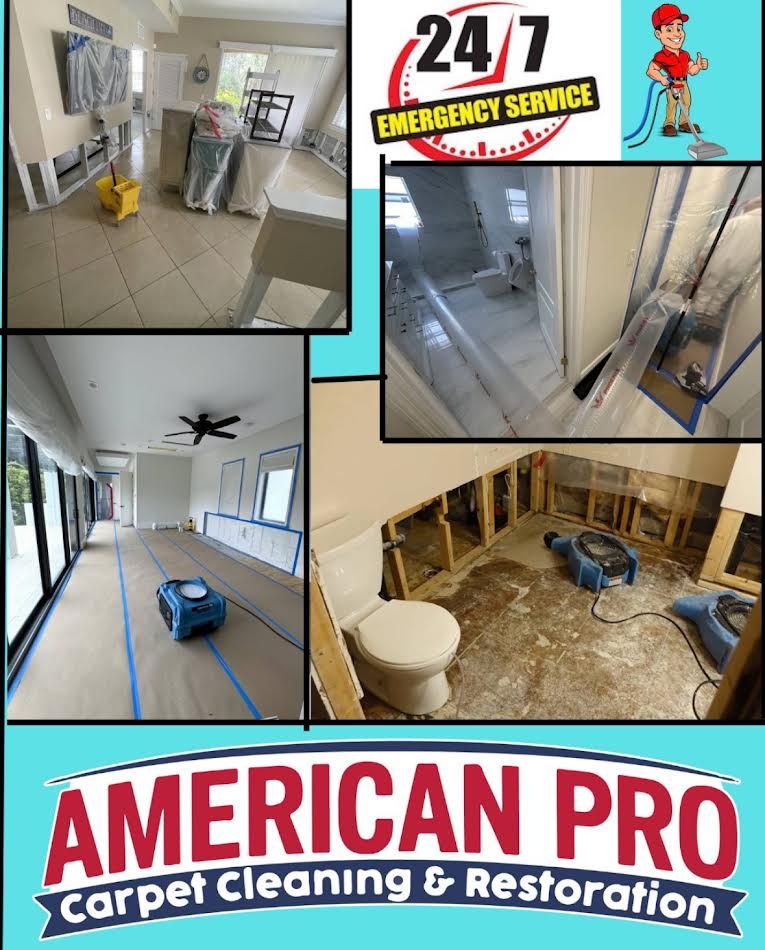 American Pro Carpet Cleaning & Restoration. Water damage repair. Emergency service.