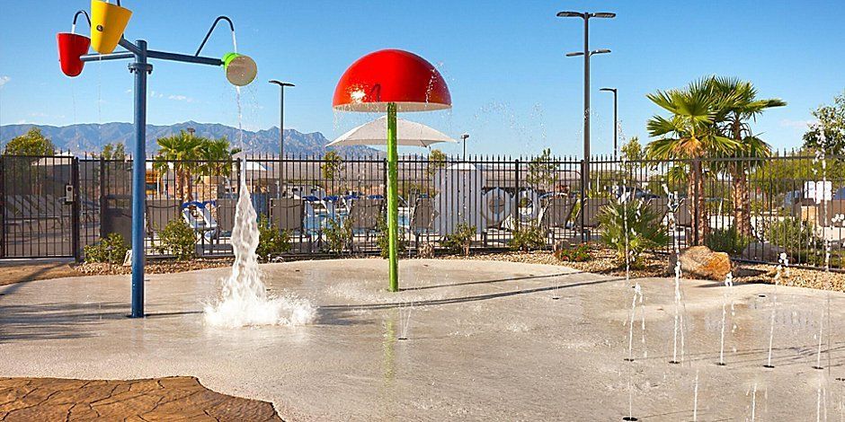 view of the outdoor hotel water park area