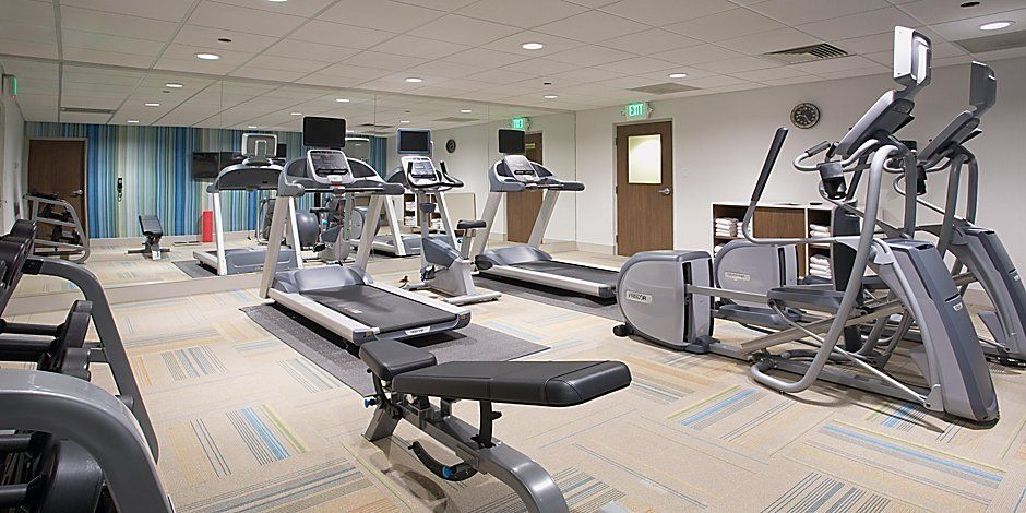 view to the hotel fitness room with cardio machines