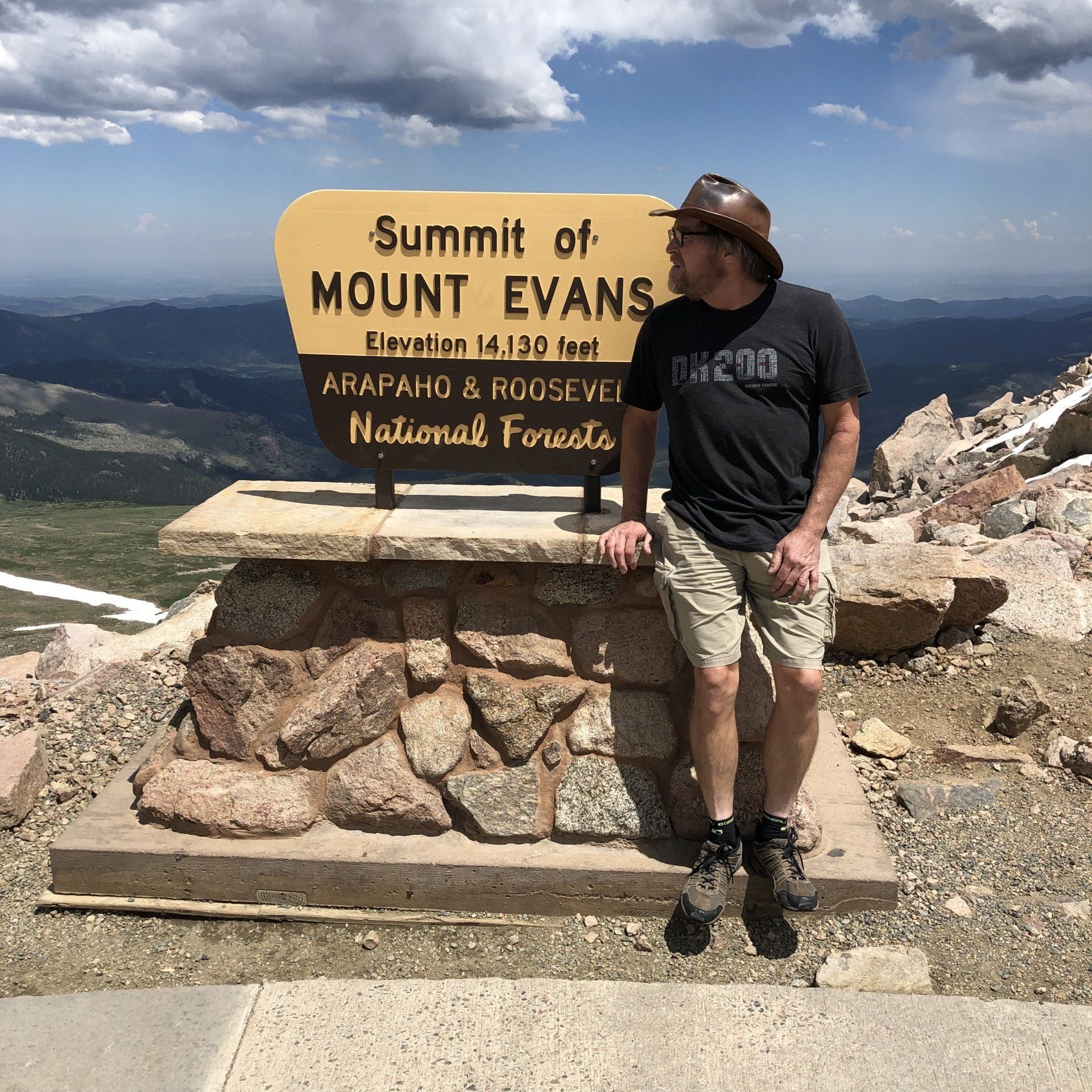 Dick Rees at the summit of Mount Evans.