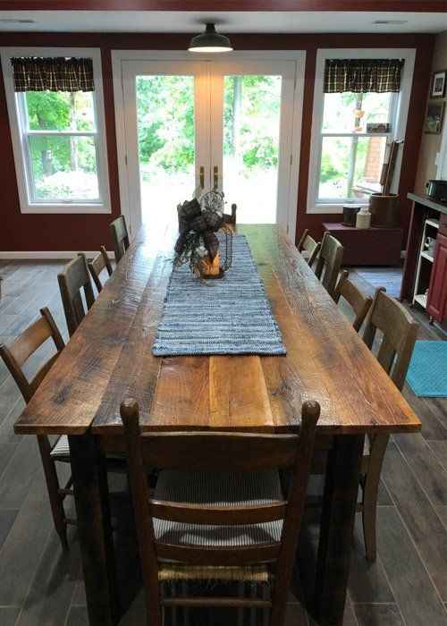 wood harvest table - 10 place setting