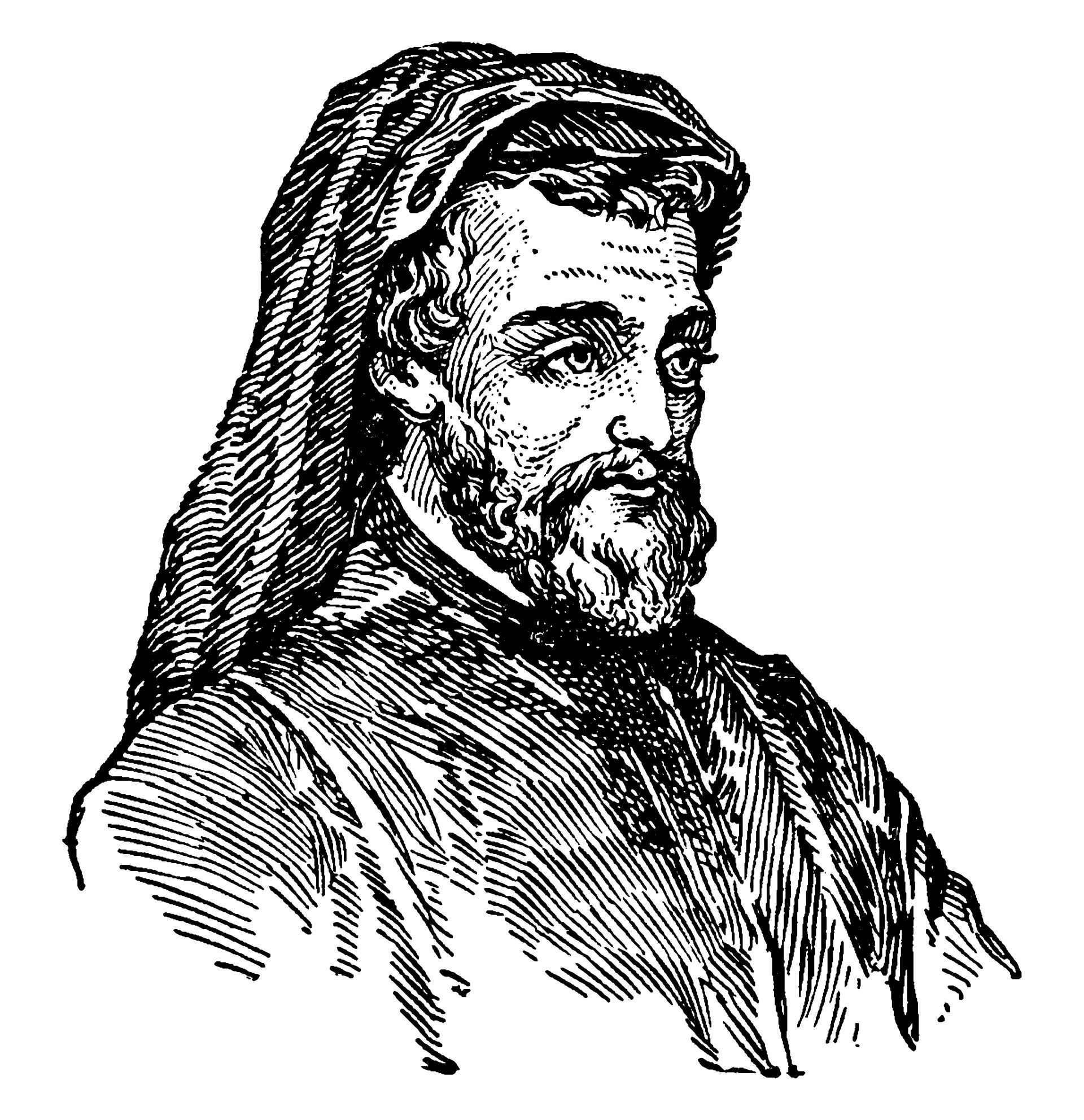 Pencil sketch of Geoffrey Chaucer