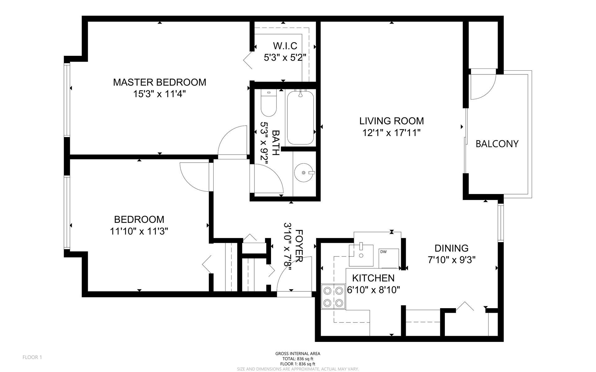 2 Bed | 1 Bath floorplan