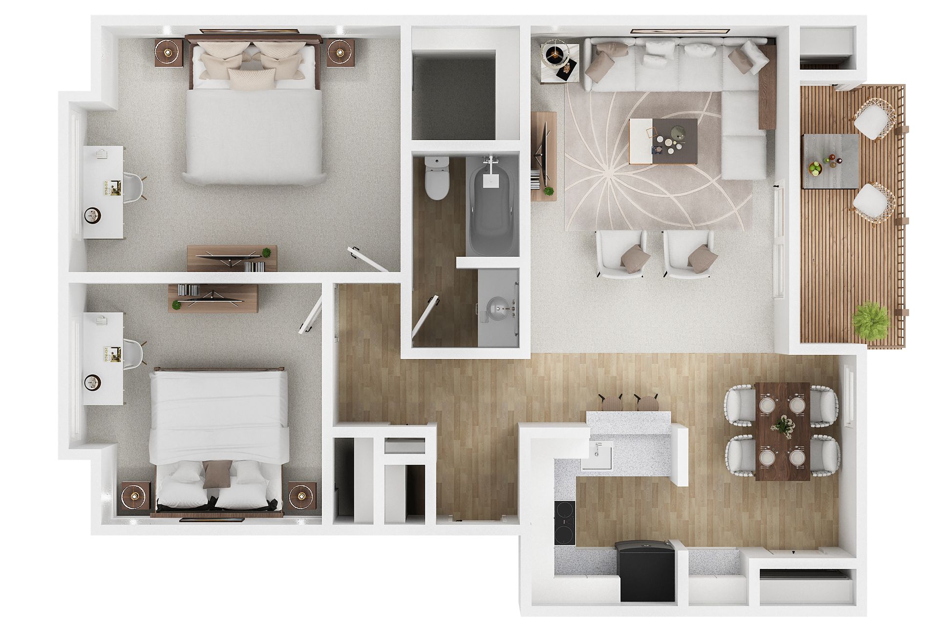 2 Bed | 1 Bath floorplan
