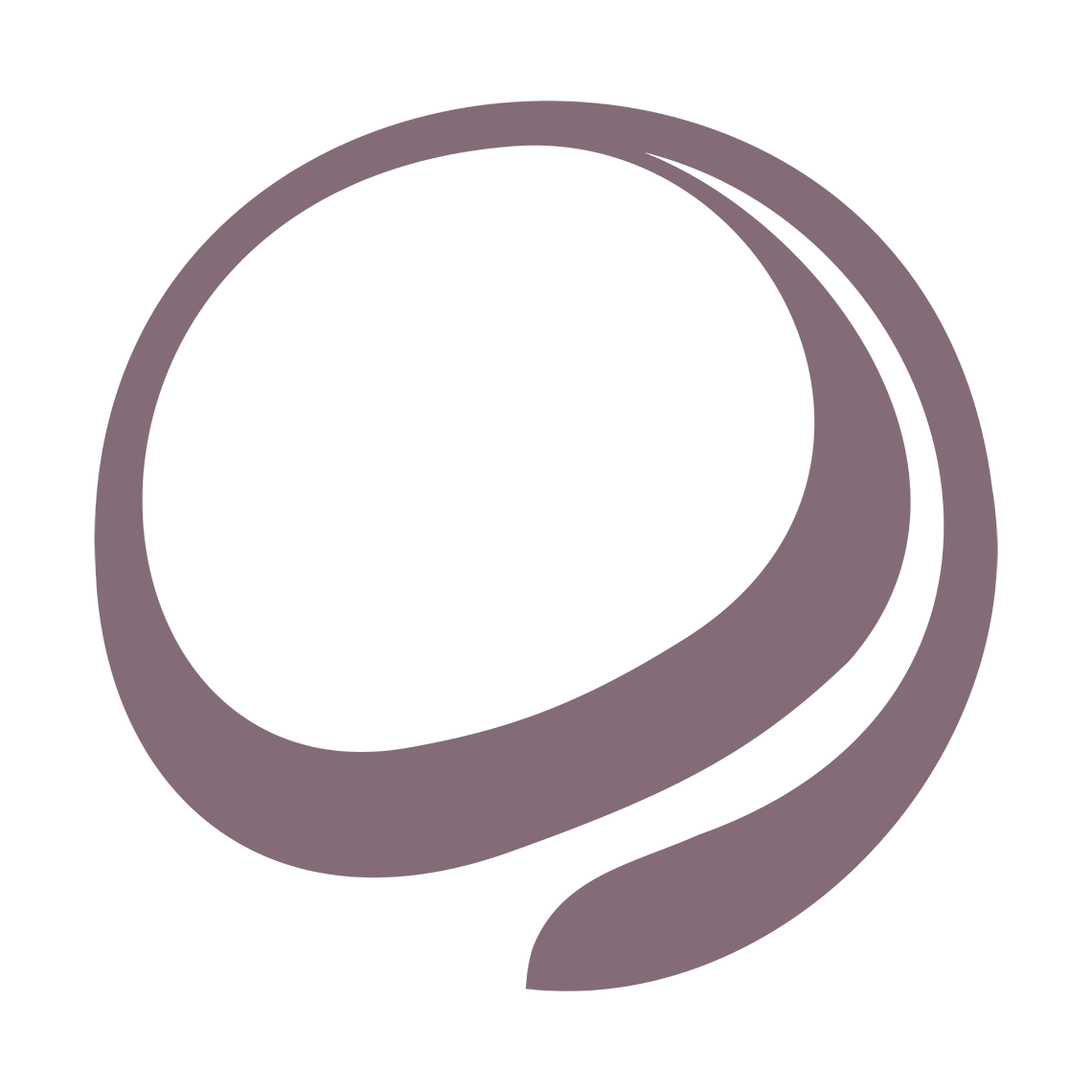 A purple circle with a swirl in the middle on a white background.