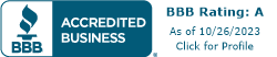 Bbb rating : accredited business as of 10/26/2023 click for profile