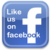 A blue facebook logo that says `` like us on facebook ''.